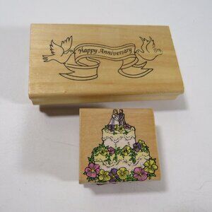 Wedding & Anniversary Rubber Stamps Wood Mounted